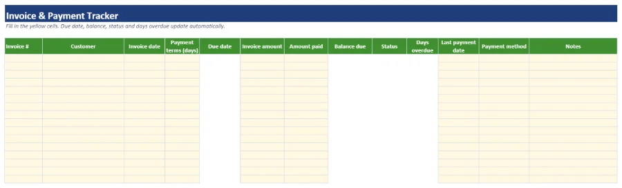 Preview of the Invoice & Payment Tracker