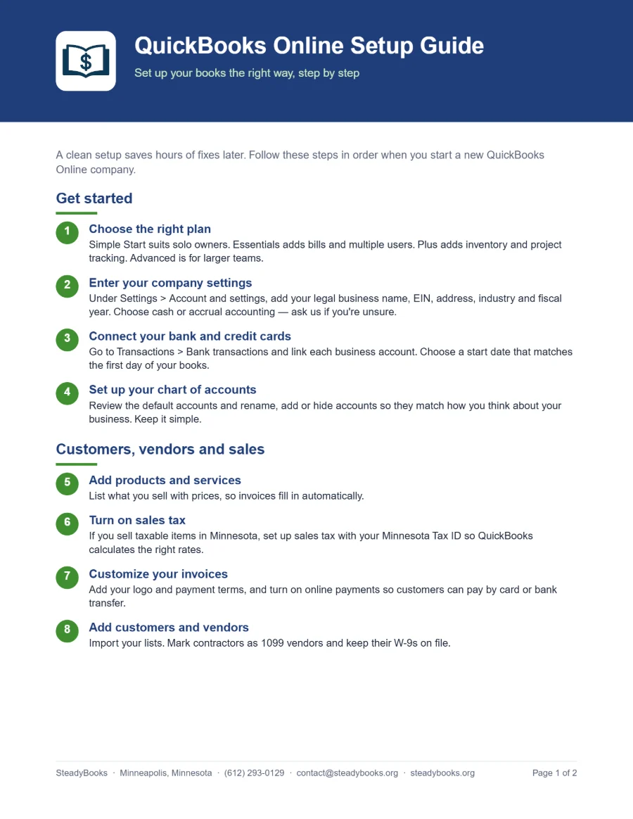 Preview of the QuickBooks Online Setup Guide